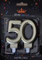 Vela 50 anos dourada unid. - Silver Plastic