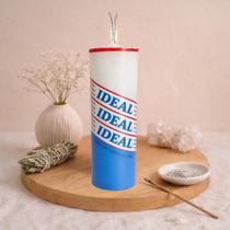 Vela 7 Dias Branca e Azul Ideal Bicolor Paz, Proteção e Equilíbrio Espiritual