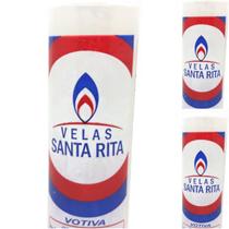 Vela 7 Dias Branca Votiva Parafina Pura Kit 3 Und Decorativa - Santa Rita
