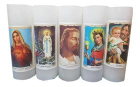 Vela 7 Dias Votiva Kit 12 Velas Com Imagem Santos Católico