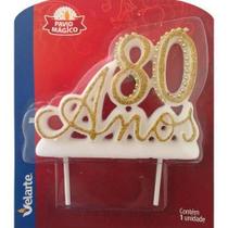 Vela 80 Anos Luxo Branca E Dourada Ref: 1185 Velarte