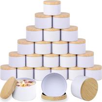 Vela ABK White Tin, capacidade de 118 ml/4 onças com tampa de grão de madeira x24