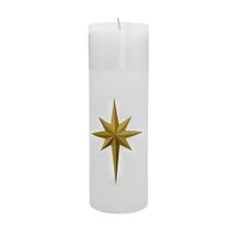 Vela Advento 20 cm x 7 cm Branca Texturizada - Estrela