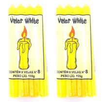 Vela Amarela Palito Votiva Numero 8 Colorida Devoção Ritual Parafina Kit 2 Und