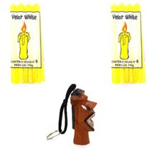 Vela Amarela Palito Votiva Parafina Chaveiro Carranca Proteção Espiritual Kit