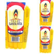 Vela Amarela Ritual Umbanda Candomblé Macumba Orixá Palito Número 8 Kit 3 Und