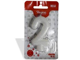 Vela Aniv Cintilante C/Gliter 2 Branco Regina