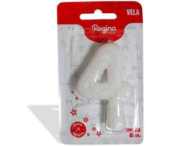 Vela Aniv Cintilante C/Gliter 4 Branco Regina