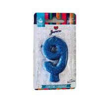 VELA ANIVERSARIO AZUL Nº 9