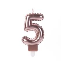 Vela Aniversário Balão Rosé Gold Número 5 - 01 unid - Silverf