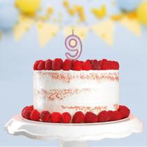 Vela Aniversário Branco Glitter Rosa Nº 9 C/ 1 Un.