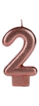 Vela Aniversário Cintilante Glitter Rosé Gold Número 2 - Silverfestas