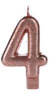 Vela Aniversário Cintilante Glitter Rosé Gold Número 4