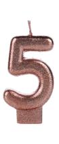 Vela Aniversário Cintilante Glitter Rosé Gold Número 5