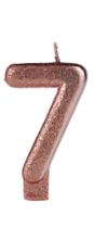 Vela Aniversário Cintilante Glitter Rosé Gold Número 7 - Silverfestas
