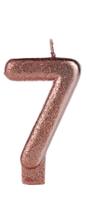 Vela Aniversário Cintilante Glitter Rosé Gold Número 7 - Silverfestas Vela Aniversário Cintilante Glitter Rosé Gold Número 7 - Silverfestas