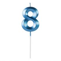 Vela Aniversário Design Azul Pérola Número 8 - 01 unid - Silverfestas