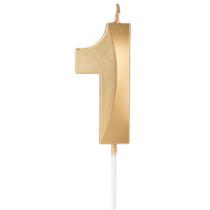 Vela Aniversário Design Dourada Pérola Número 1 - 01 unid - Silverfestas