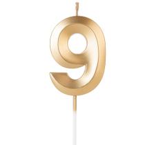 Vela Aniversário Design Dourada Pérola Número 9 - 01 unid - Silverfestas