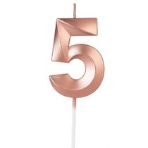 Vela Aniversário Design Rosé Gold Pérola Número 5 - 01 unid