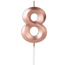 Vela Aniversário Design Rosé Gold Pérola Número 8 - 01 unid