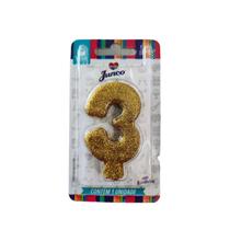 Vela aniversario dourada n 3