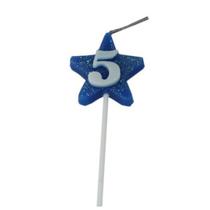 Vela Aniversário Estrela Azul Numero 5