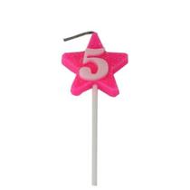 Vela Aniversário Estrela Rosa Numero 5