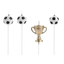 Vela Aniversário Futebol Taça Bola 3D Colorida - 04 unid