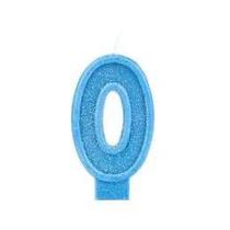 Vela Aniversário Glitter Basic Azul Número 0 - 01 unid