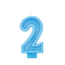 Vela Aniversário Glitter Basic Azul Número 2 - 01 unid