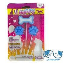 Vela Aniversário Ipet Happy Azul Dog/Gato - KIT 2UN.