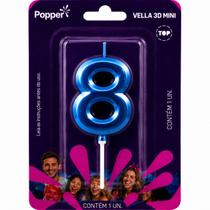 Vela aniversario klf popper numeros 3d mini azul numeros:0