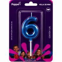 Vela aniversario klf popper numeros 3d mini azul numeros:0