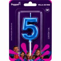 Vela aniversario klf popper numeros 3d mini azul numeros:0