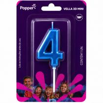 Vela aniversario klf popper numeros 3d mini azul numeros:0