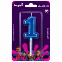 Vela aniversario klf popper numeros 3d mini azul numeros:0