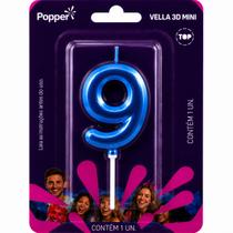 Vela aniversario klf popper numeros 3d mini azul numeros:0