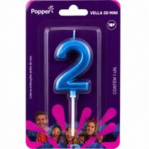 Vela aniversario klf popper numeros 3d mini azul numeros:0