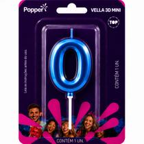 Vela aniversario klf popper numeros 3d mini azul numeros:0