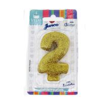 Vela Aniversario Live Colors Com Gliter Ouro N2 Junco Vela Aniversario Live Colors Com Gliter Ouro N2 Junco