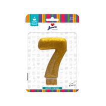 Vela Aniversario Live Colors Com Gliter Ouro N7 Junco Vela Aniversario Live Colors Com Gliter Ouro N7 Junco