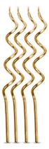 Vela Aniversário Metalizada Espiral Dourada 13cm - 04 unid - Silverfestas