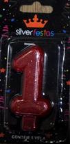 Vela Aniversario Número 1 Glitter vermelho unid