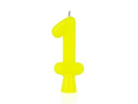 Vela Aniversário Número Neon Amarelo Festa 1 Unidade