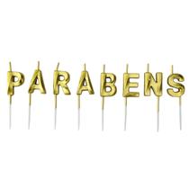 Vela Aniversário Parabéns Design Luxo Várias Cores 8 Und.