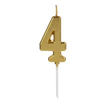 Vela Aniversário Pick Dourada Número 4 - 01 unid