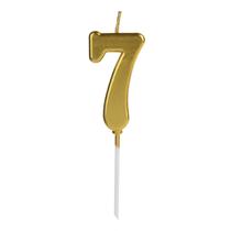 Vela Aniversário Pick Dourada Número 7 - 01 unid - Silverfestas