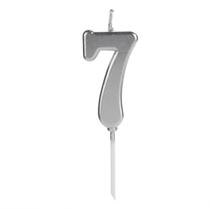 Vela Aniversário Pick Prata Número 7 - 01 unid