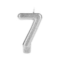 Vela Aniversário Prata Glitter Número 7 - FestColor
